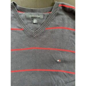 Tommy Hilfiger Men's XL Blue Red Striped Pullover Sweater